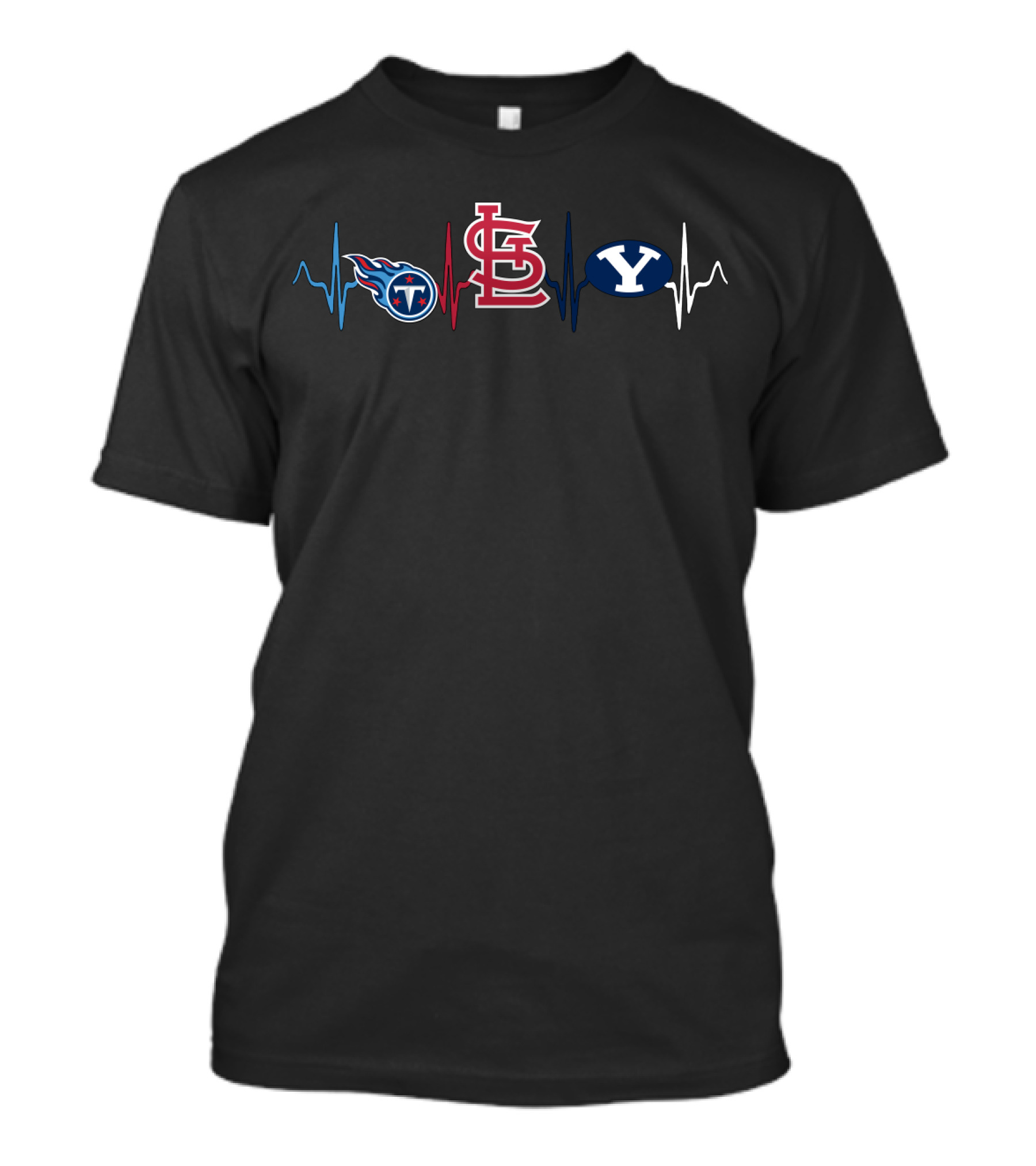 Love Titans Stlouis Cardinals Byu Heartbeat T-Shirt