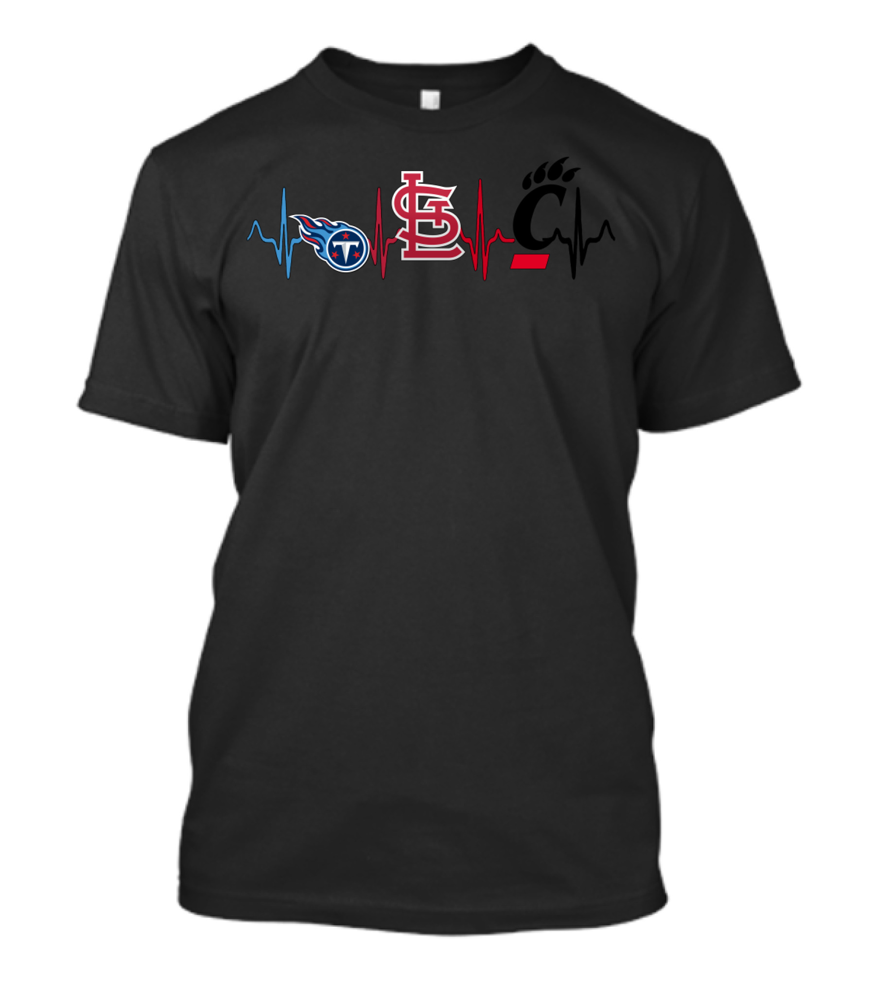 Tennessee Titans St. Louis Cardinals Cincinnati Bearcats Heartbeat T-Shirt