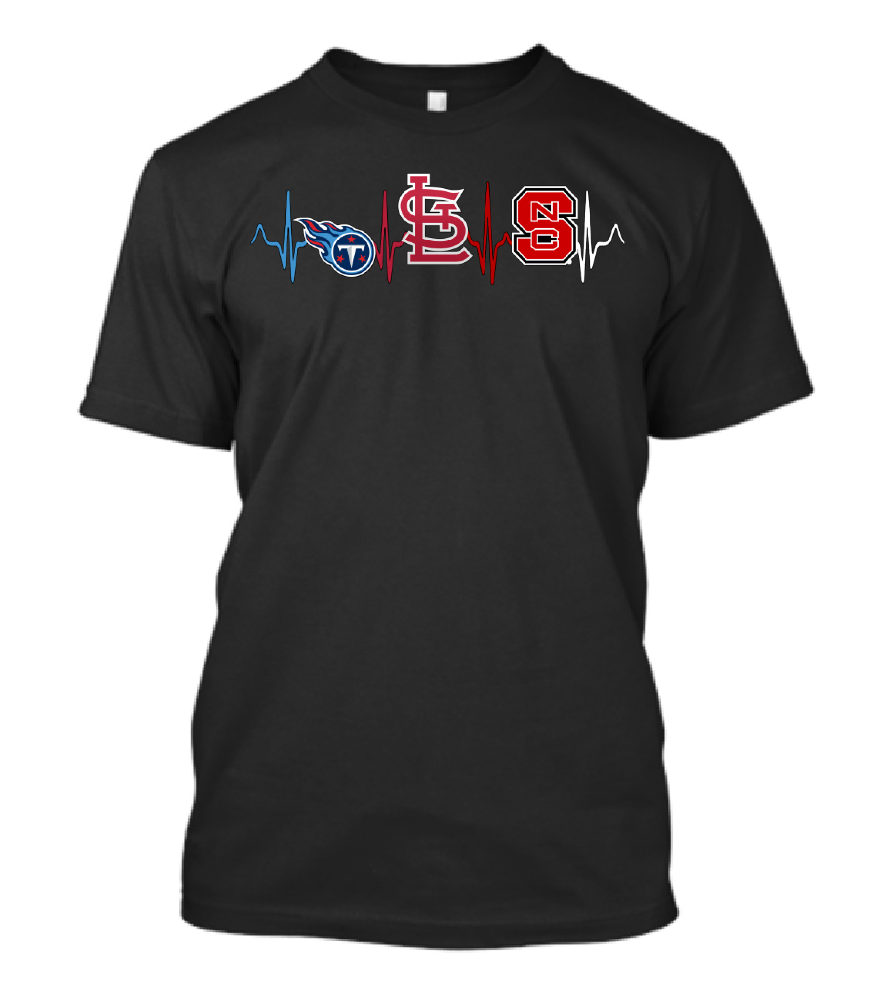 Tennessee Titans St. Louis Cardinals Nc State Wolfpack Heartbeat T-Shirt