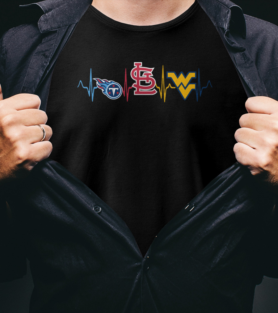 Tennessee Titans St. Louis Cardinals West Virginia Mountaineers Heartbeat T-Shirt