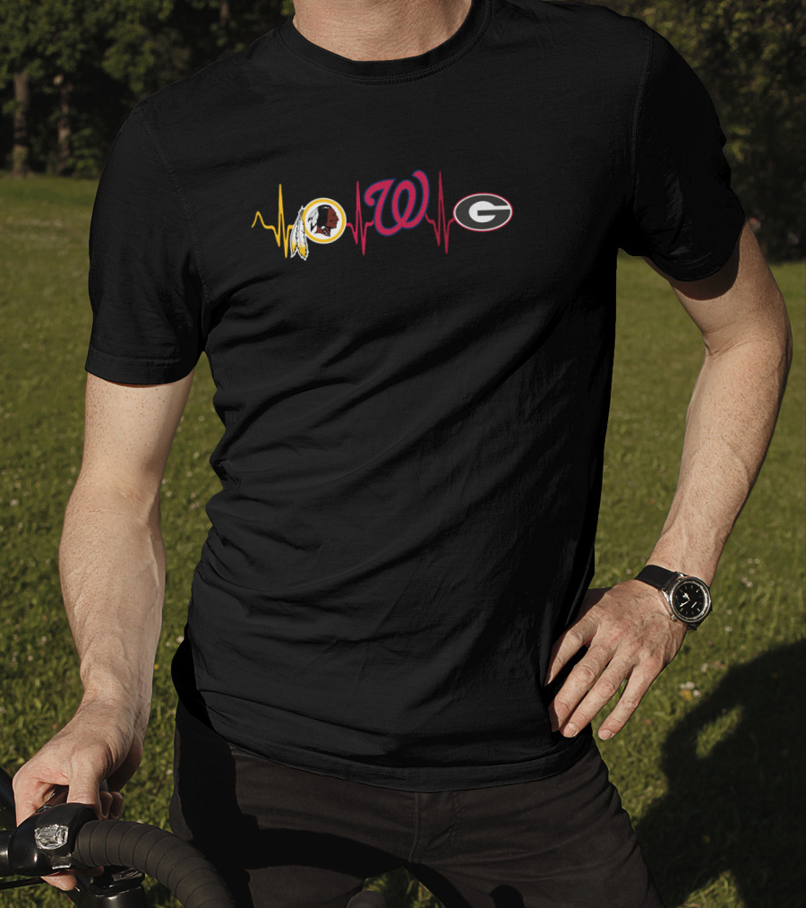 Redskins Love With Nationals Heartbeat Gb T-Shirt