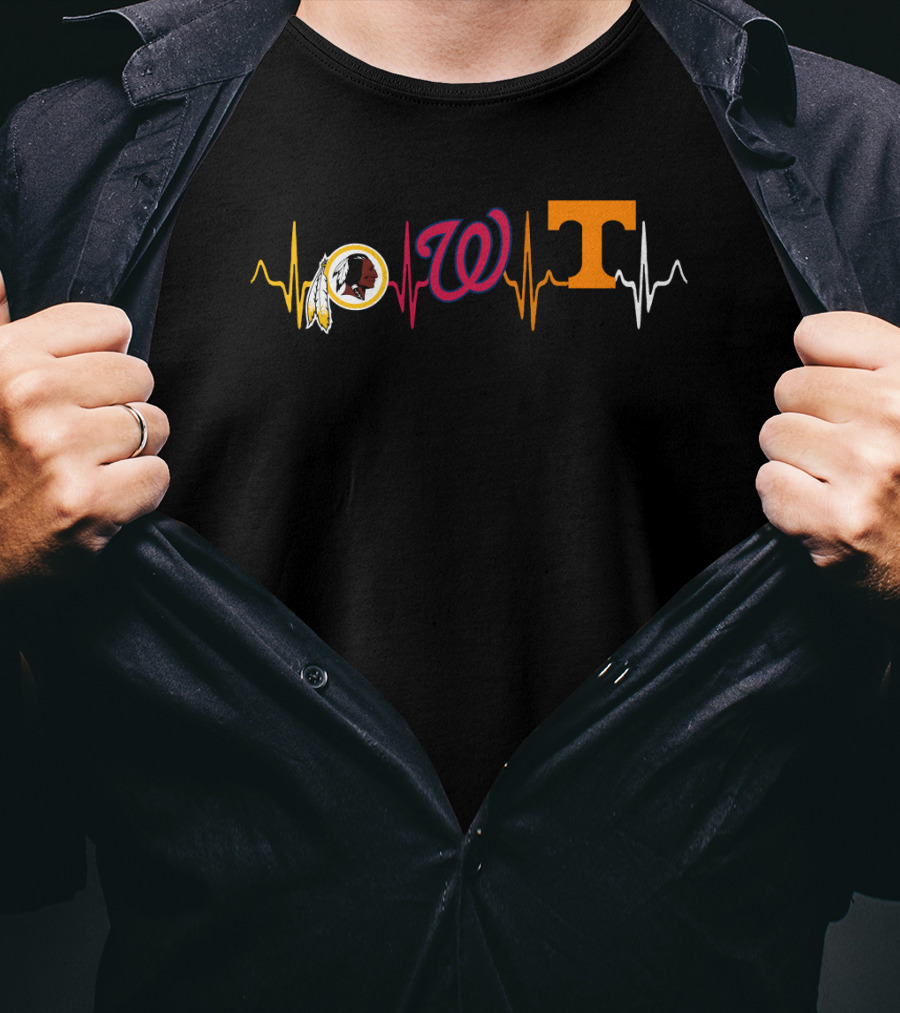 Washington Redskins Nationals Tennessee Volunteers Heartbeat T-Shirt