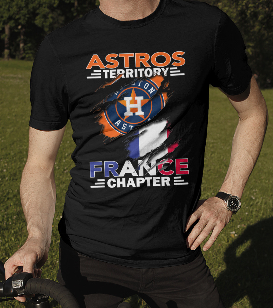 Astros Territory Houston France Chapter Flag Rip T-Shirt