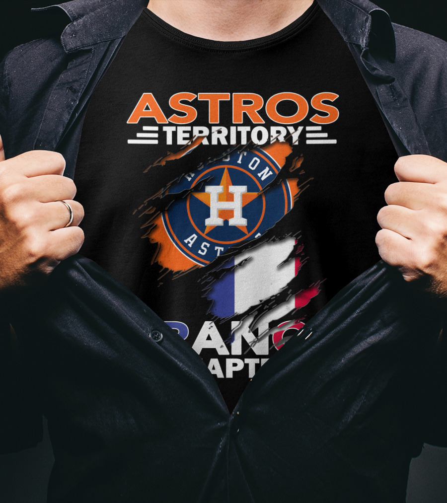 Astros Territory Houston France Chapter Flag Rip T-Shirt
