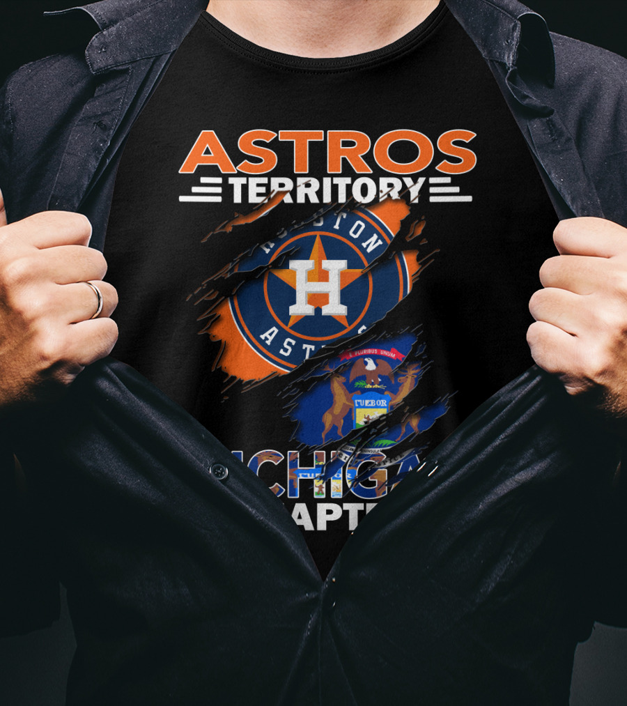 Astros Territory Michigan Chapter Houston Logo Michigan Flag T-Shirt
