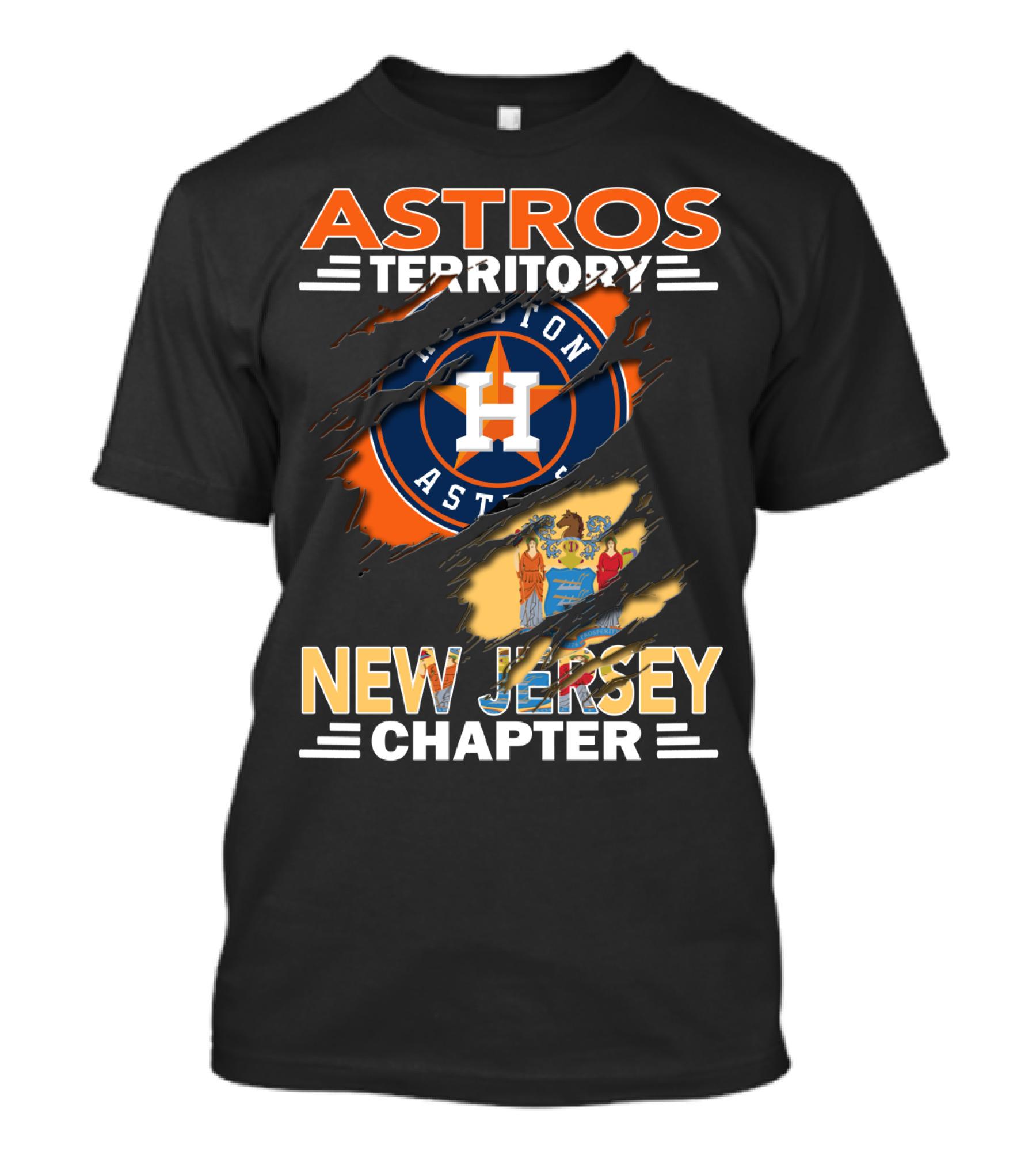 Astros Territory New Jersey Chapter Houston Logo And State Emblem T-Shirt