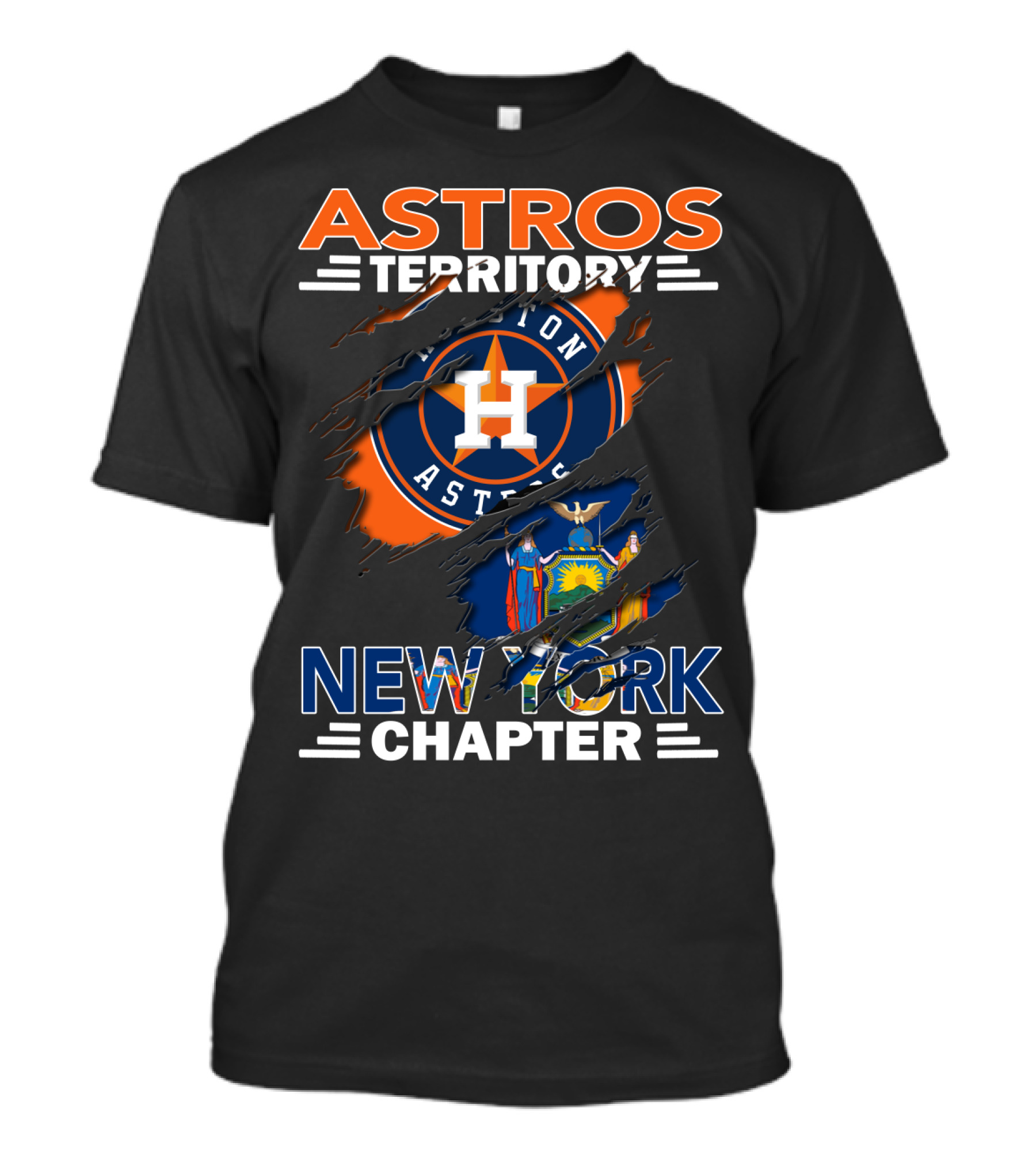 Astros Territory Houston Logo New York Chapter USA Flag T-Shirt