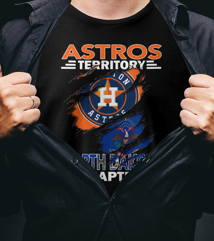 Astros Territory North Dakota Chapter With Houston Astros Emblem And State Flag T-Shirt