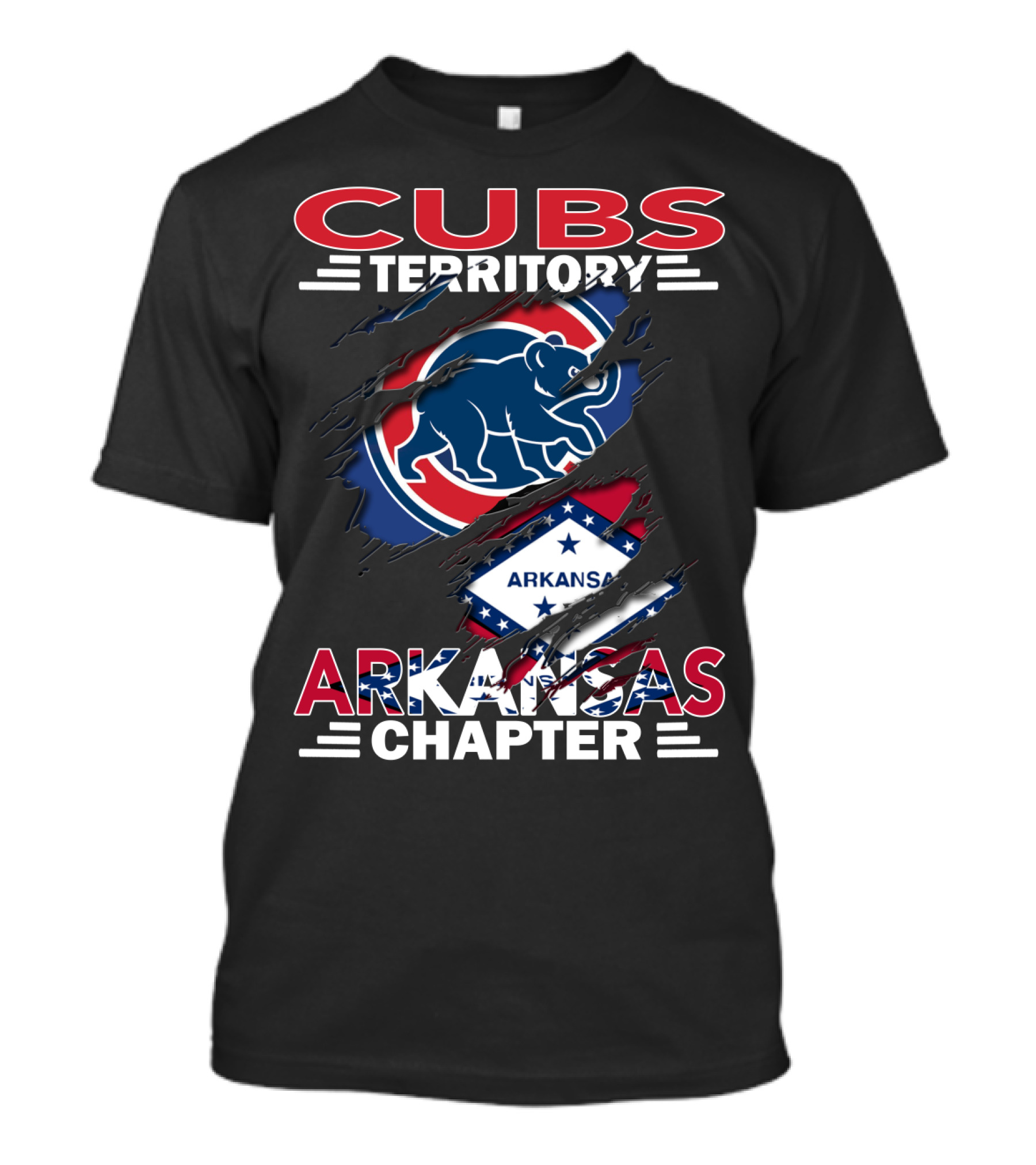 Cubs Territory Arkansas Chapter Logo With Bear And Flag Elements T-Shirt