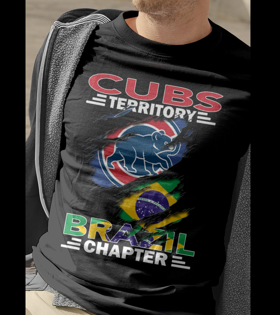 Cubs Territory Brazil Chapter Chicago Cubs Logo And Brazilian Flag T-Shirt