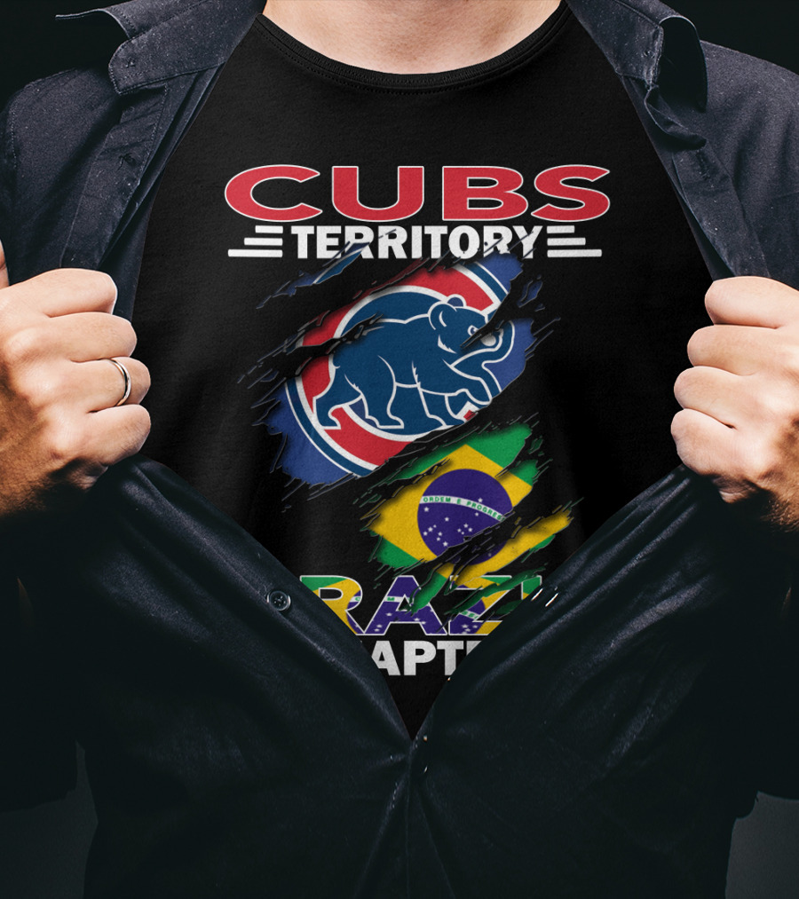 Cubs Territory Brazil Chapter Chicago Cubs Logo And Brazilian Flag T-Shirt