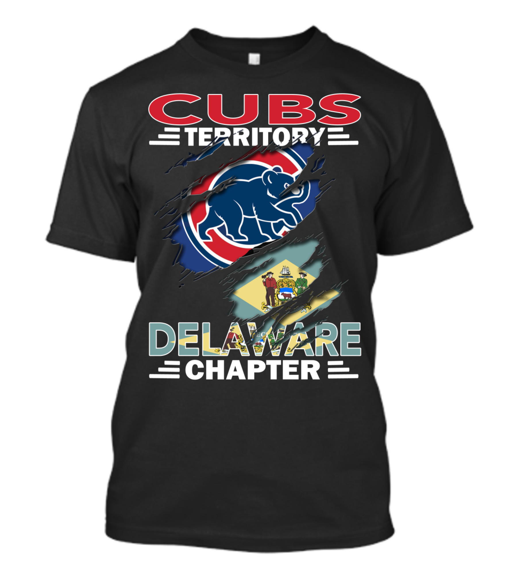 Cubs Territory Delaware Chapter Flag Design Rip Style Iconic T-Shirt