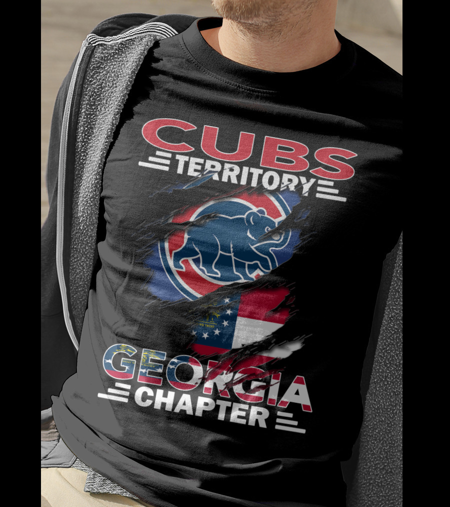 Cubs Territory Georgia Chapter Chicago Cubs Logo With Georgia Flag T-Shirt