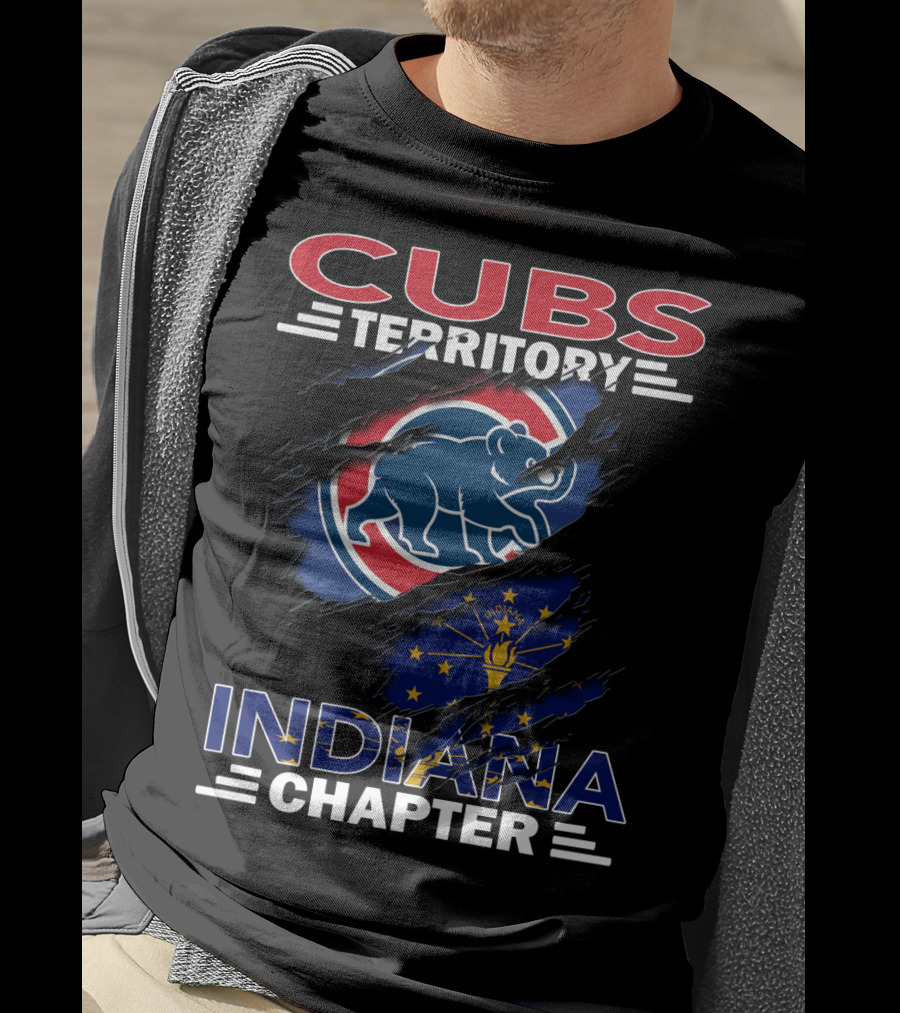 Cubs Territory Indiana Chapter Indiana State Flag And Cubs T-Shirt