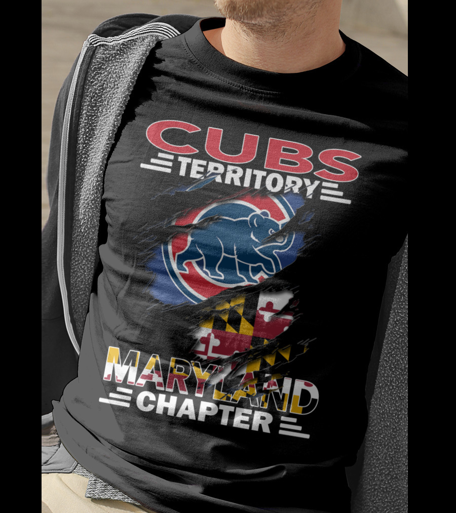 Cubs Territory Maryland Chapter Blue Bear Red Circle Maryland Flag T-Shirt
