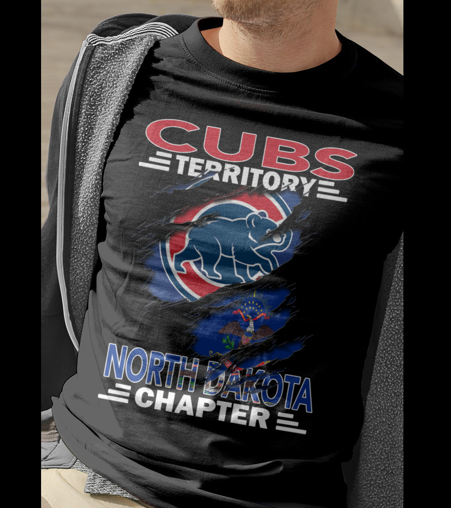 Cubs Territory North Dakota Chapter Logo With Bear And State Flag Elements T-Shirt