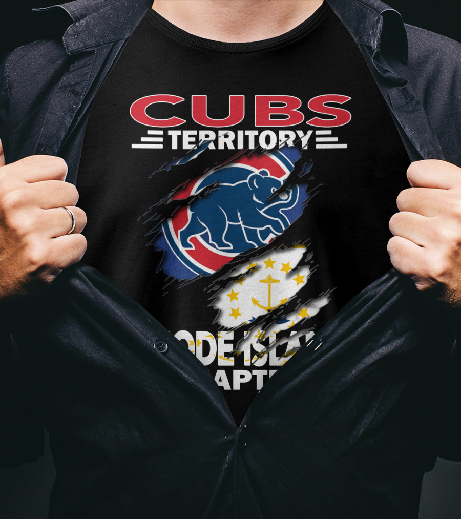 Cubs Territory Rhode Island Chapter Logo With Chicago Cubs And Rhode Island State Symbols T-Shirt