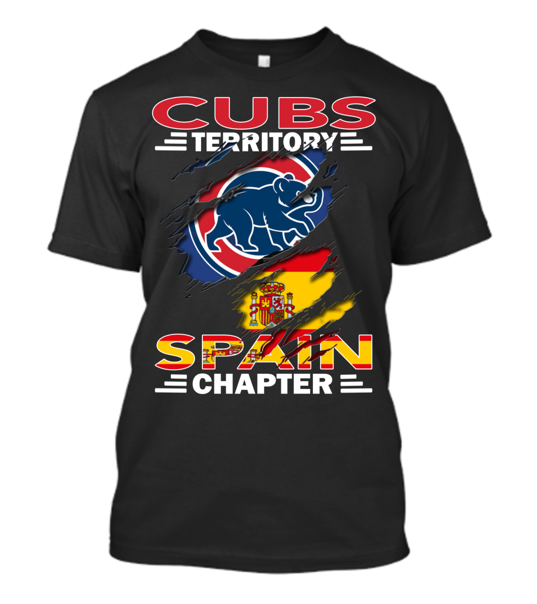 Cubs Territory Spain Chapter Blue Bear Logo Spanish Flag T-Shirt