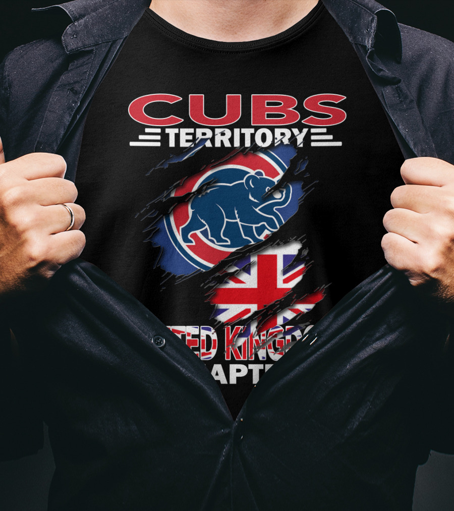 Cubs Territory United Kingdom Chapter Cubs Bear Logo With Union Jack Background T-Shirt