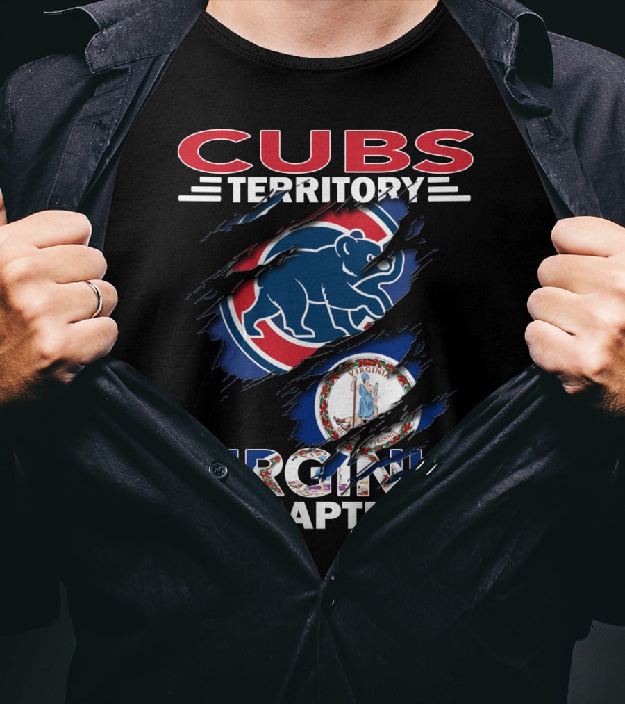 Cubs Territory Virginia Chapter Slash Design With Chicago Cubs Logo And Virginia State Emblem T-Shirt