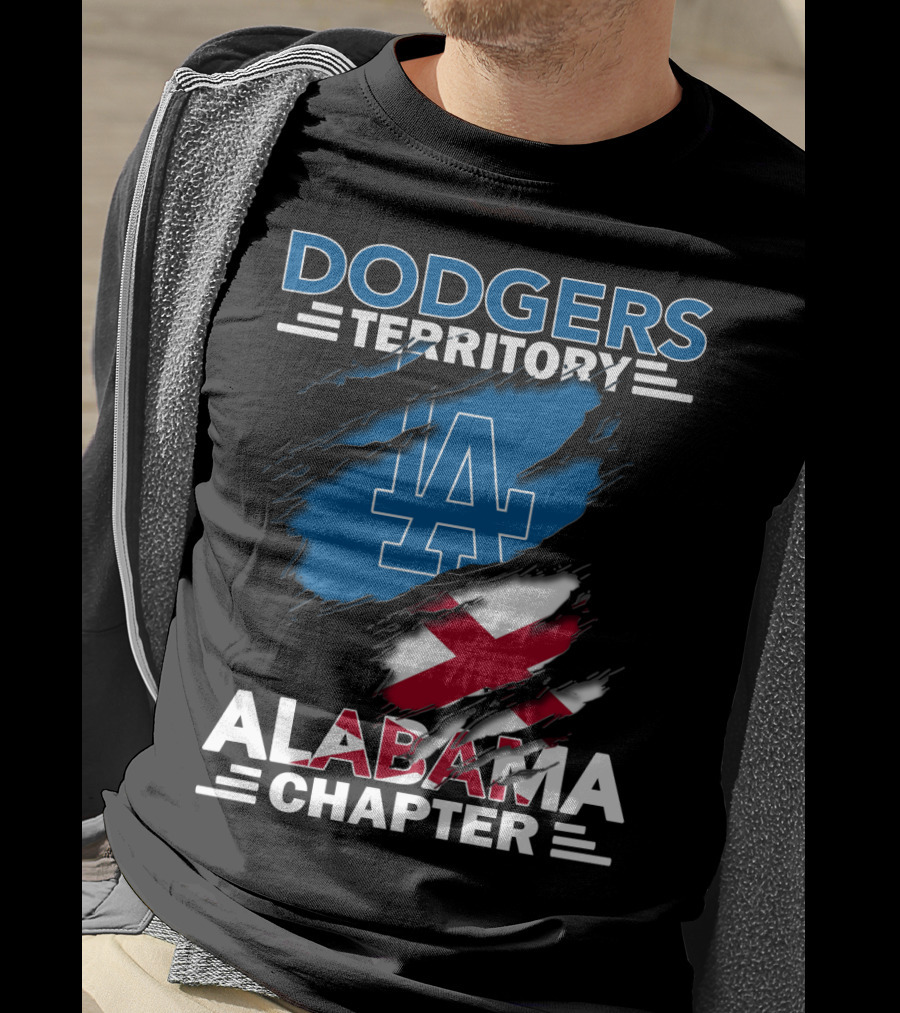 Dodgers Territory Alabama Chapter LA Logo Red X Flag T-Shirt