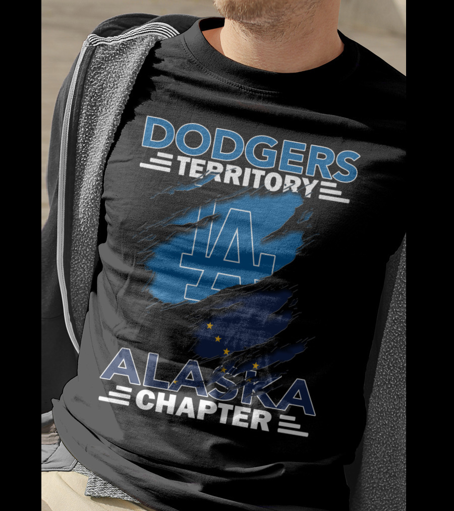 Dodgers Territory Alaska Chapter LA Logo With Alaska Flag T-Shirt