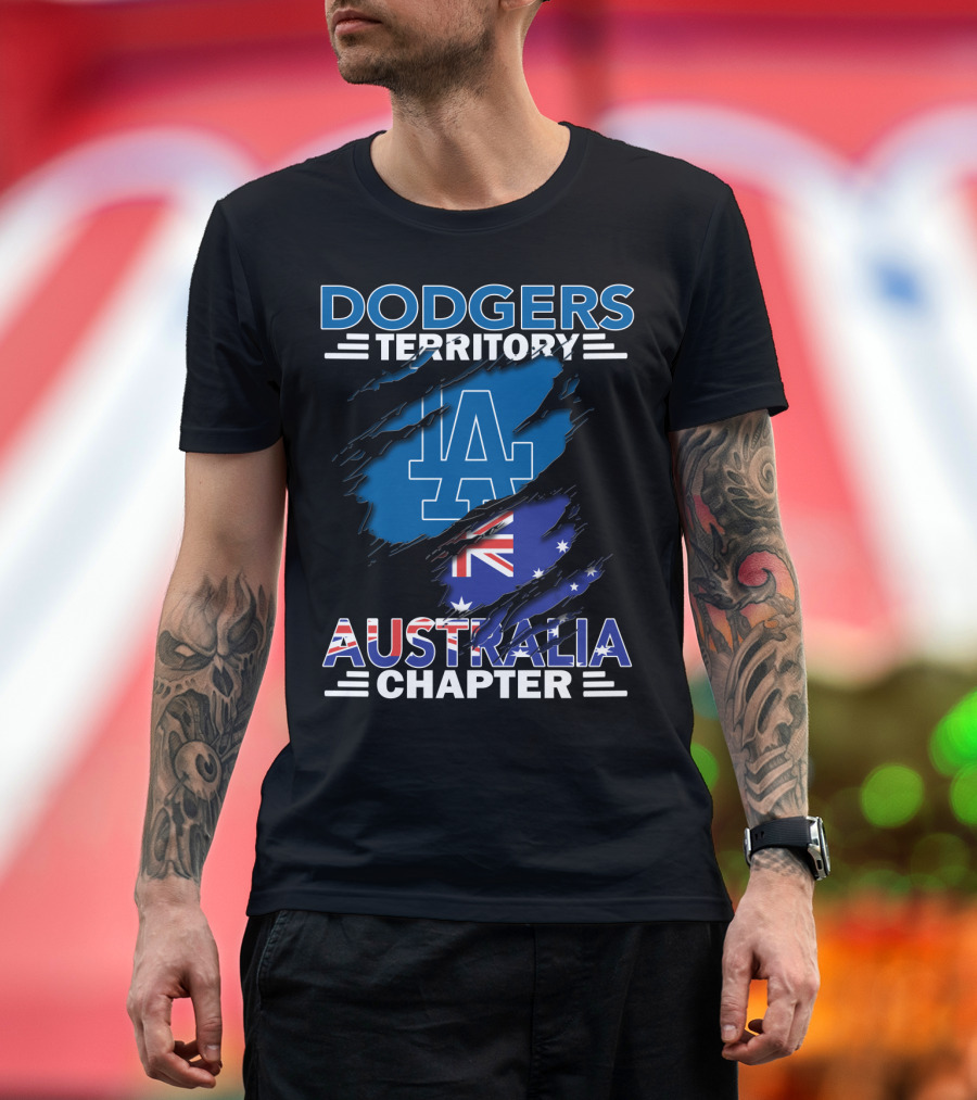 Dodgers Territory Australia Chapter LA Logo and Australian Flag Elements T-Shirt