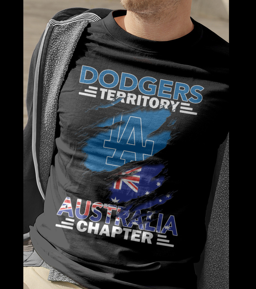 Dodgers Territory Australia Chapter LA Logo And Australian Flag Elements T-Shirt