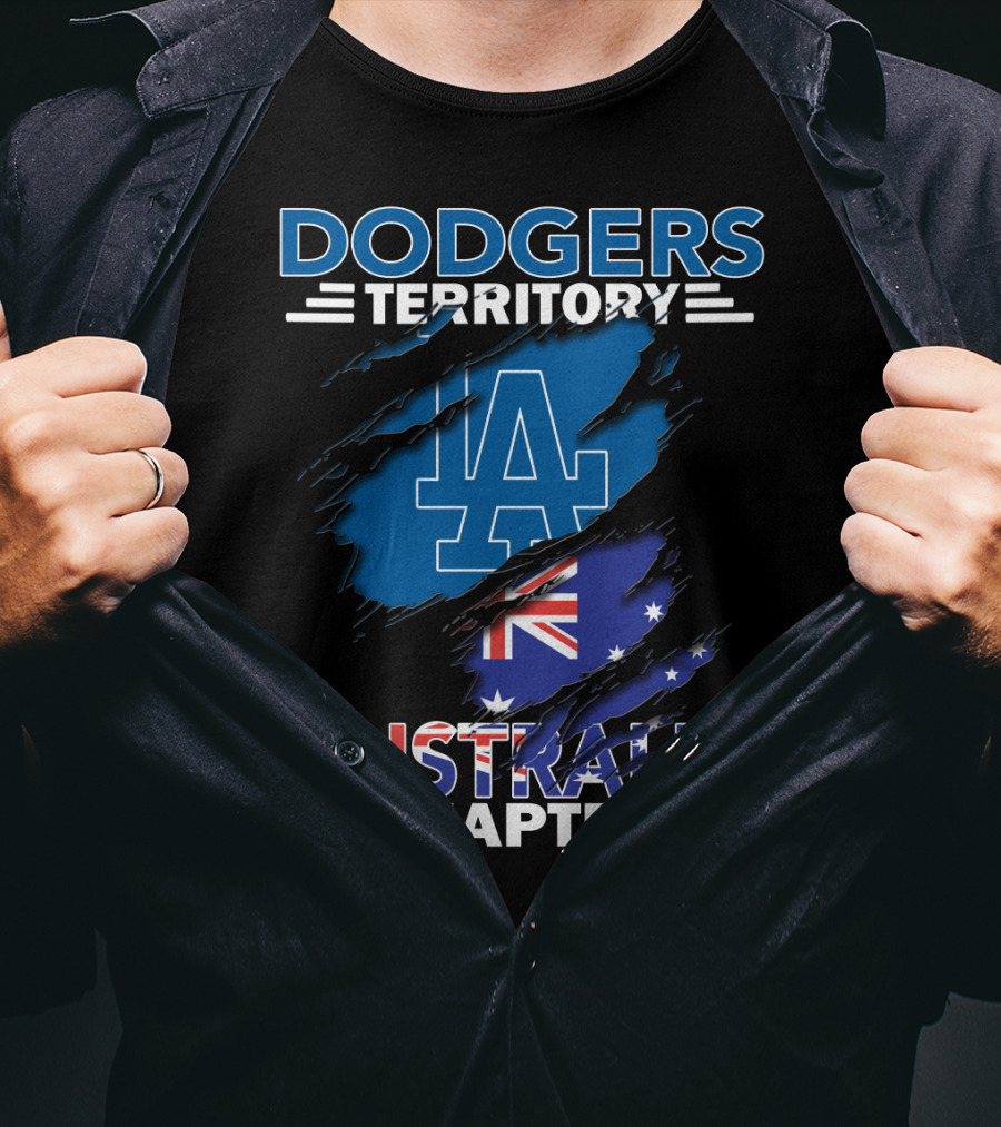 Dodgers Territory Australia Chapter LA Logo And Australian Flag Elements T-Shirt