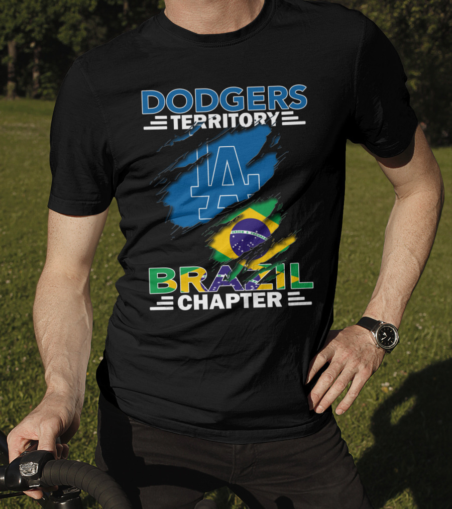 Dodgers Territory La Brazil Chapter Flag Fan T-Shirt