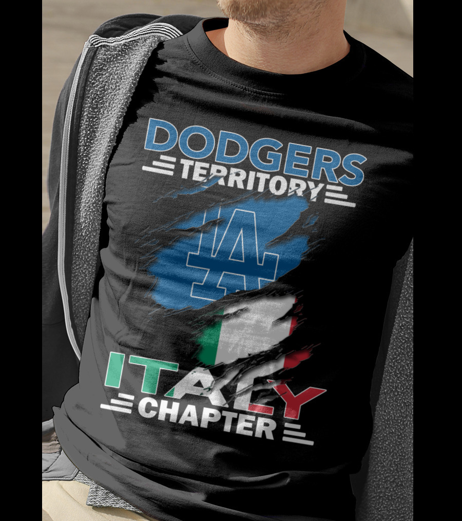 Dodgers Territory Italy Chapter LA Logo Italian Flag T-Shirt