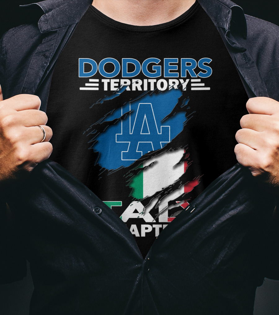 Dodgers Territory Italy Chapter LA Logo Italian Flag T-Shirt