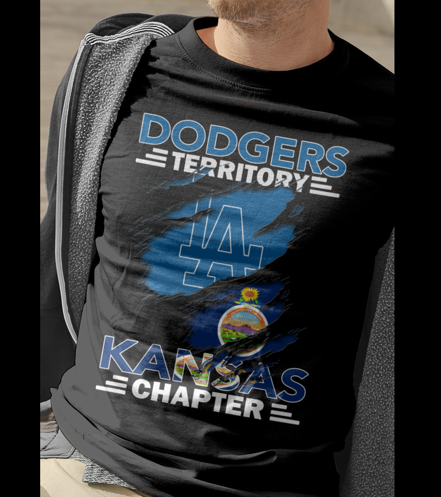 Dodgers Territory Kansas Chapter LA Logo Kansas Flag T-Shirt