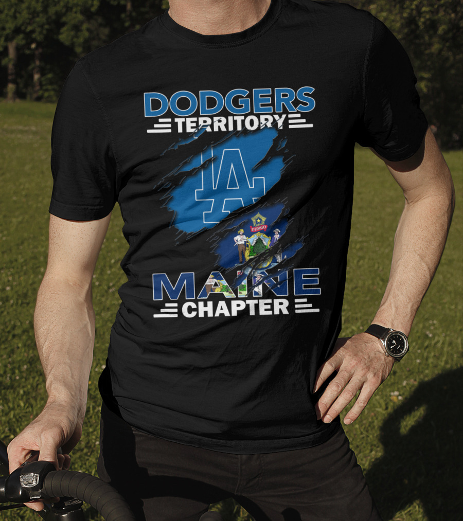 Dodgers Territory Maine Chapter LA Logo State Flag Integration T-Shirt
