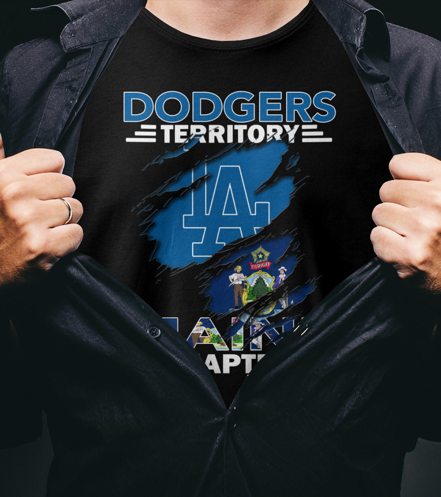 Dodgers Territory Maine Chapter LA Logo State Flag Integration T-Shirt