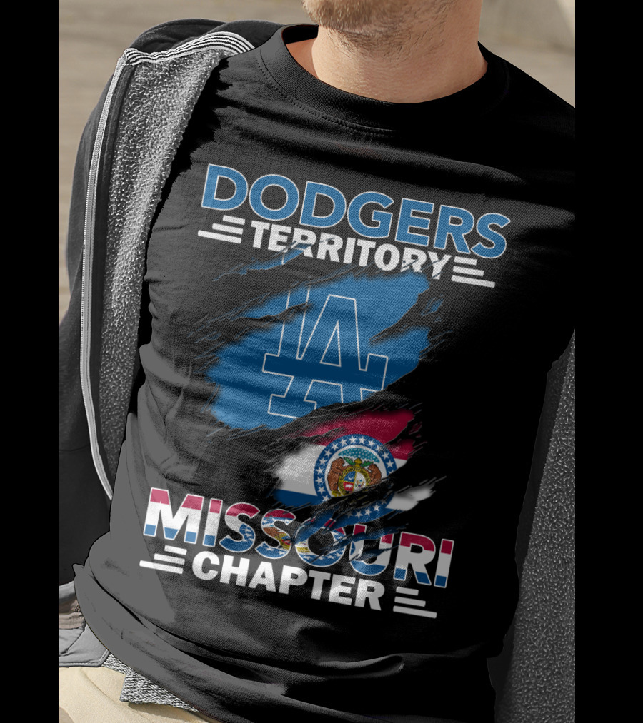 Dodgers Territory Missouri Chapter LA Logo And Missouri Flag T-Shirt