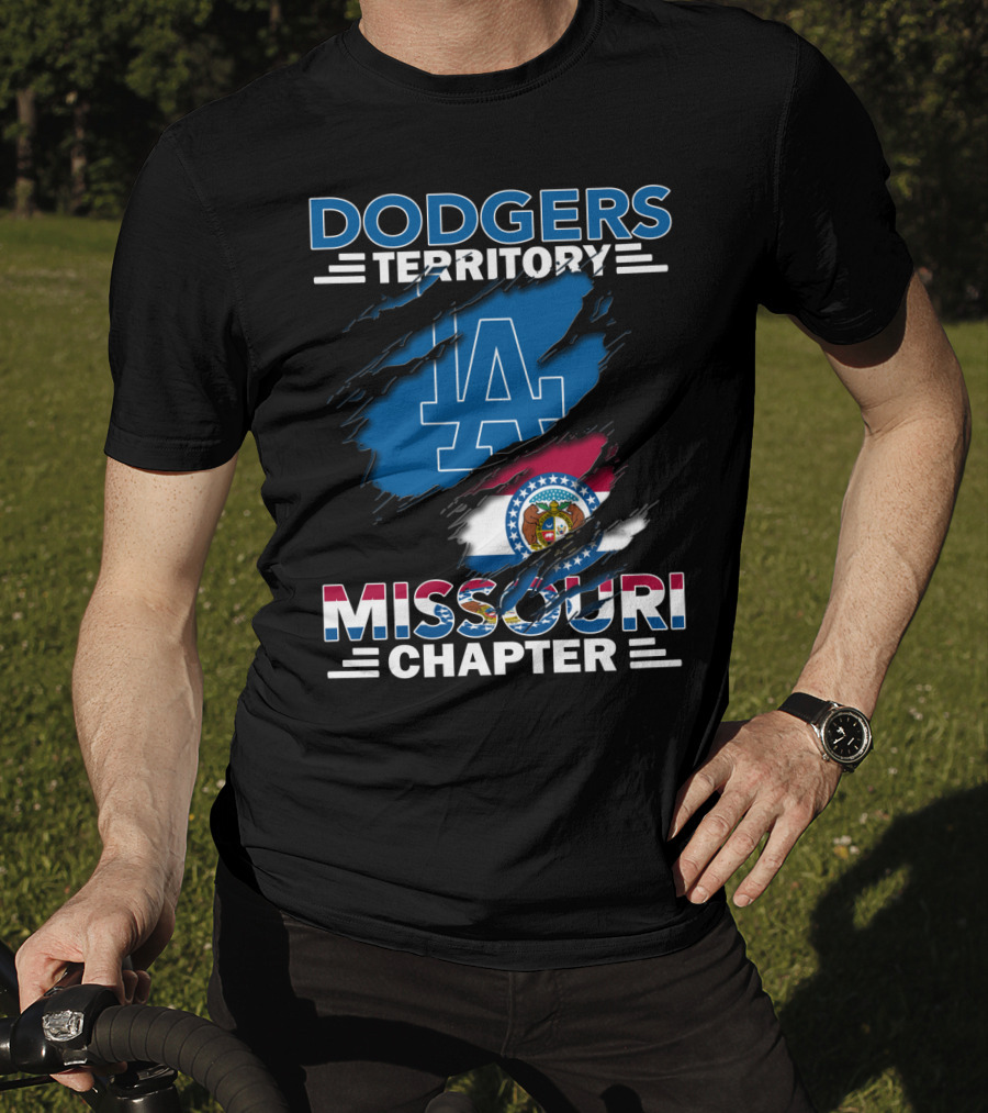 Dodgers Territory Missouri Chapter LA Logo And Missouri Flag T-Shirt
