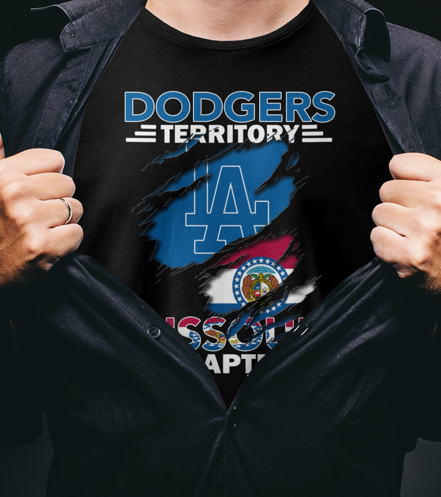 Dodgers Territory Missouri Chapter LA Logo And Missouri Flag T-Shirt