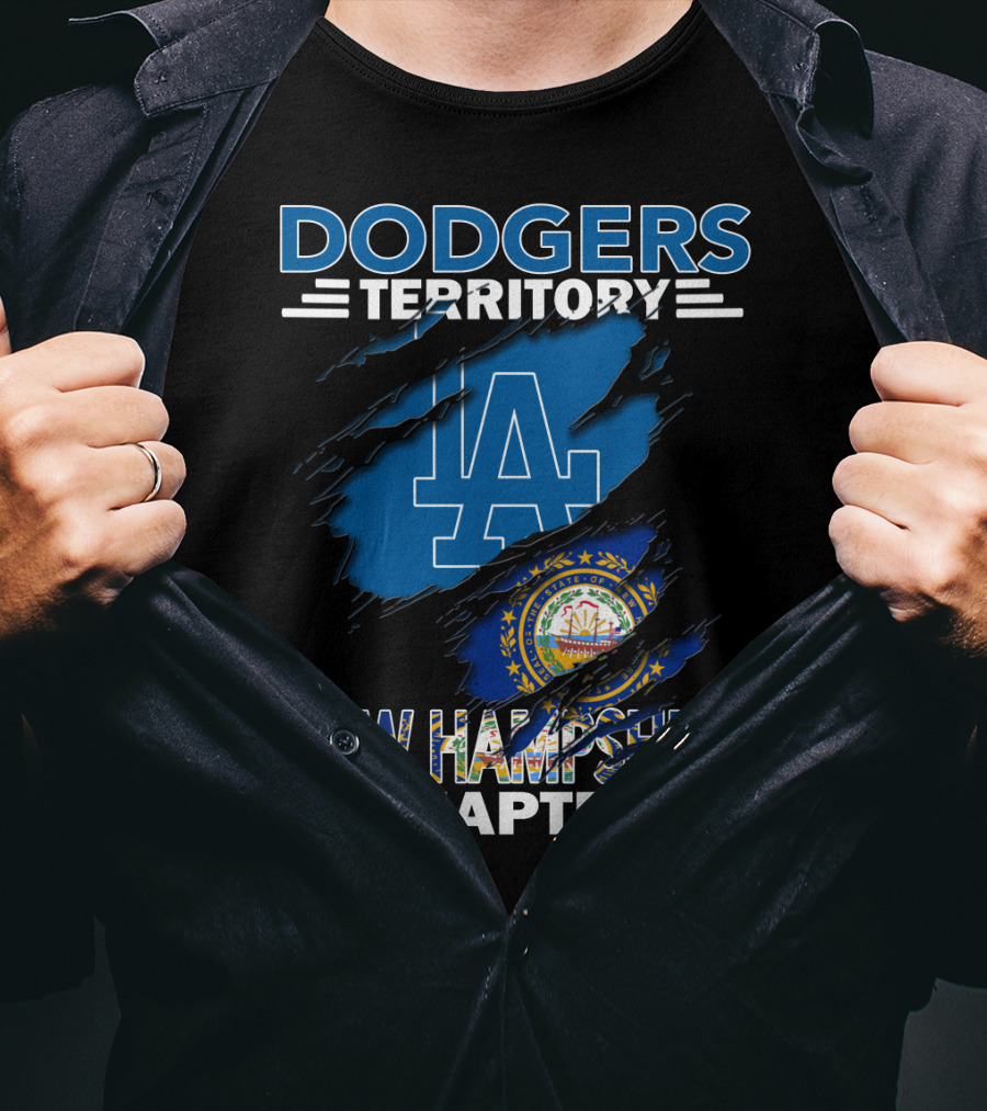 Dodgers Territory New Hampshire Chapter LA Logo And State Flag T-Shirt