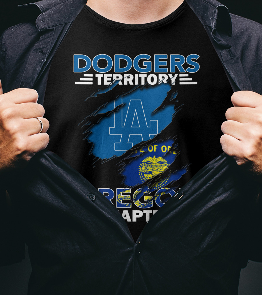 Dodgers Territory Oregon Chapter LA Logo State Flag T-Shirt