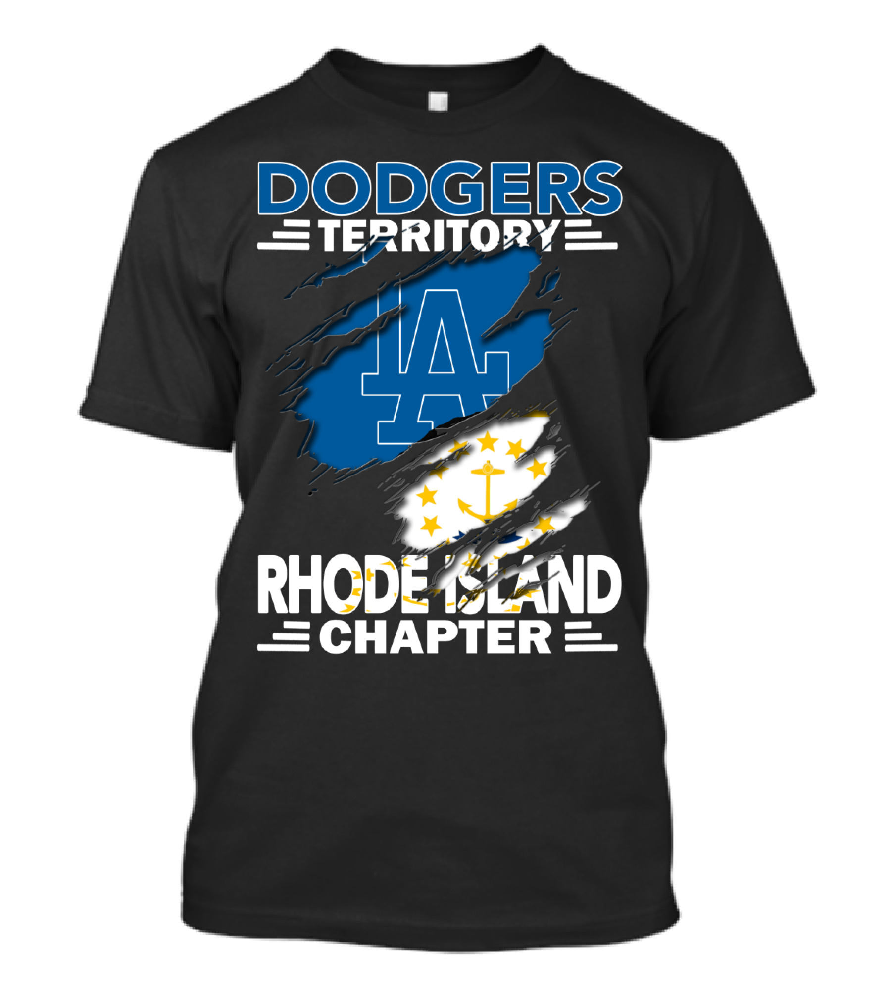 Dodgers Territory Rhode Island Chapter LA Logo Anchored T-Shirt