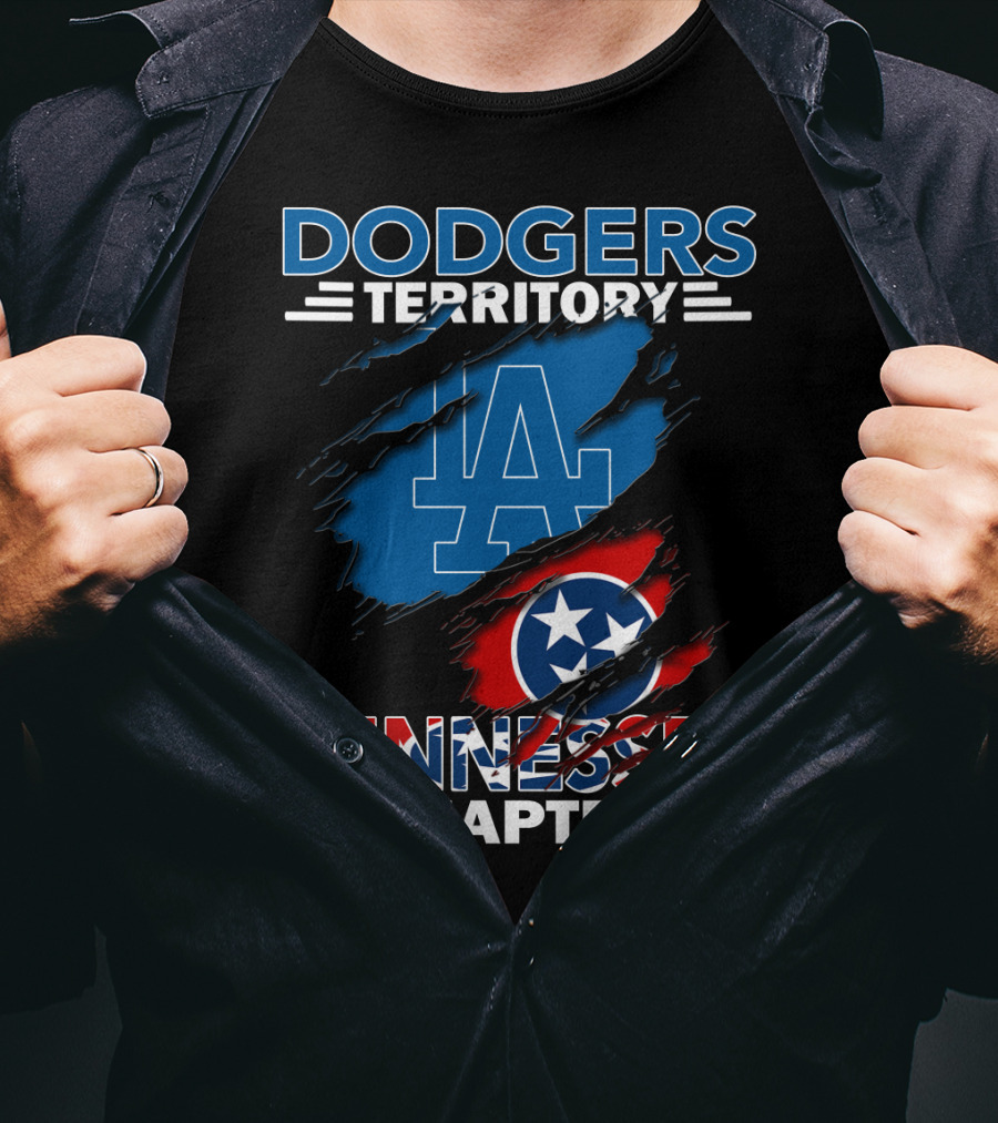 Dodgers Territory LA Logo Tennessee Chapter Tri-Star Flag T-Shirt