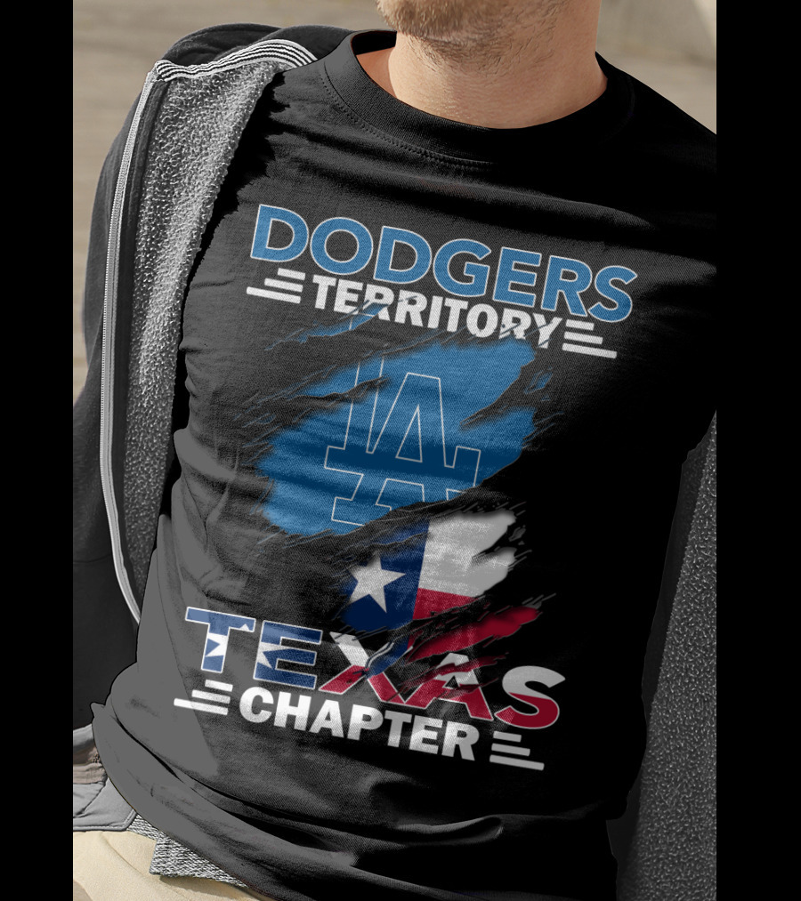 Dodgers Territory Texas Chapter LA Logo Texas Flag T-Shirt