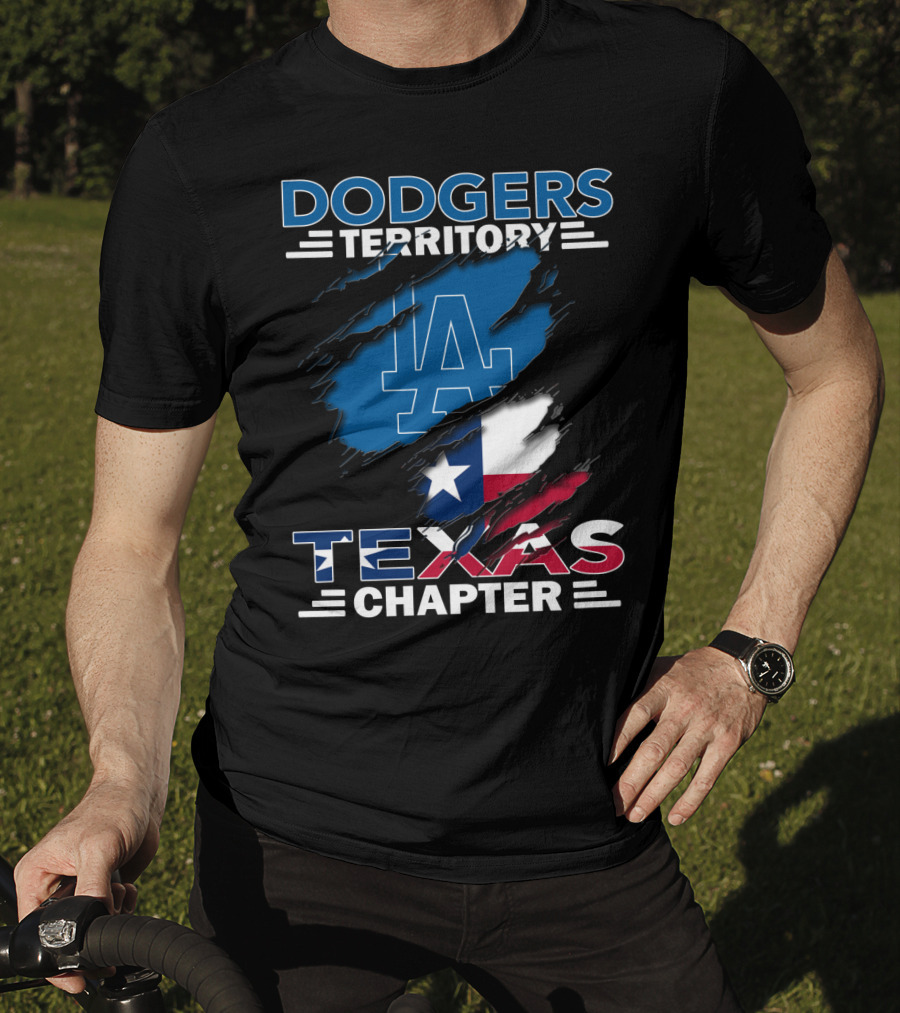 Dodgers Territory Texas Chapter LA Logo Texas Flag T-Shirt