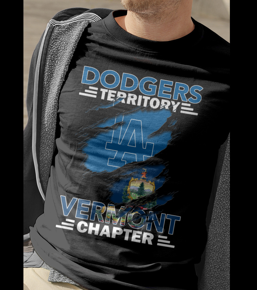 Dodgers Territory Vermont Chapter LA Logo Vermont State Emblem T-Shirt