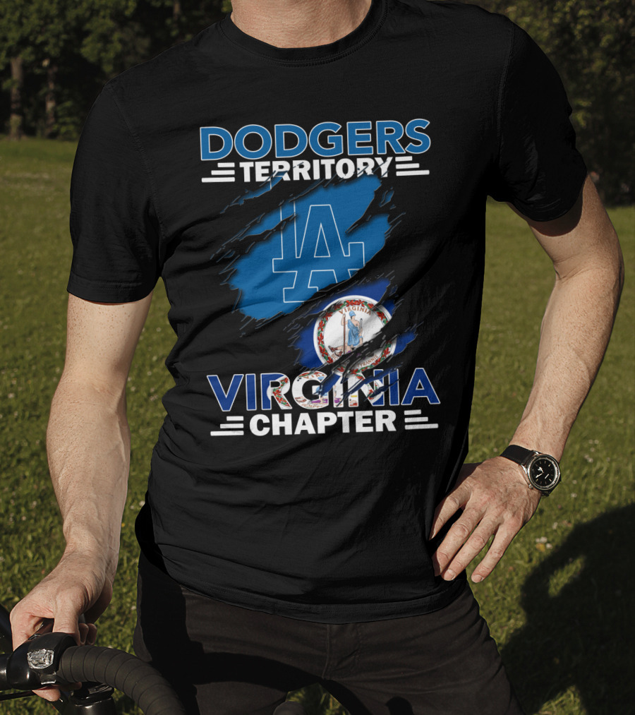 Los Angeles Dodgers LA Logo Virginia State Emblem Dodgers Territory Virginia Chapter T-Shirt