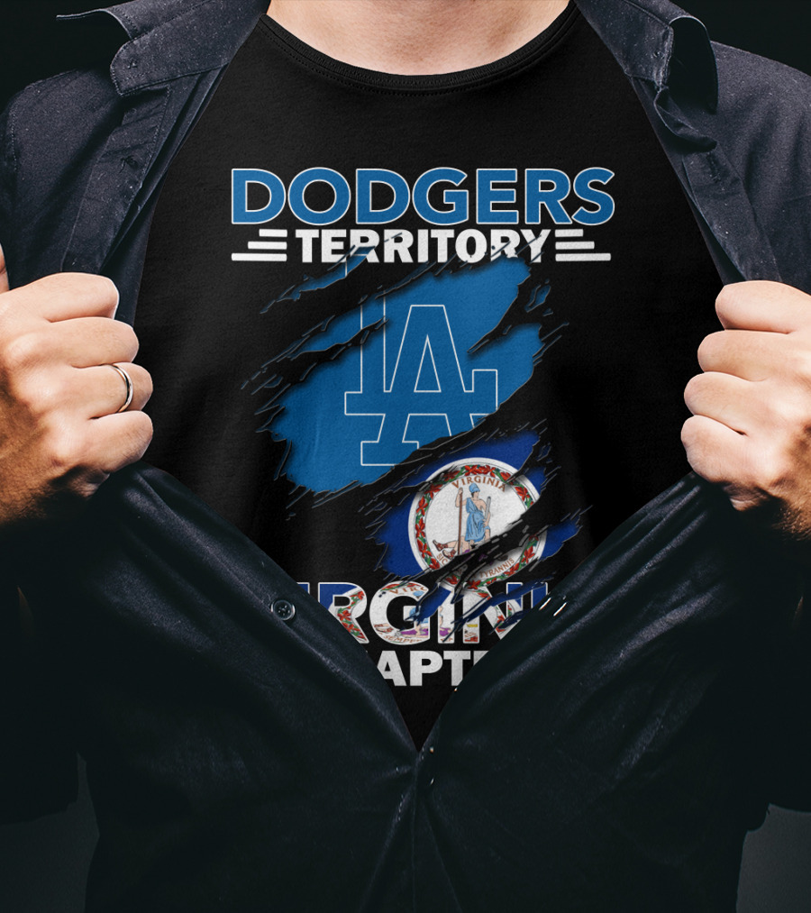 Los Angeles Dodgers LA Logo Virginia State Emblem Dodgers Territory Virginia Chapter T-Shirt