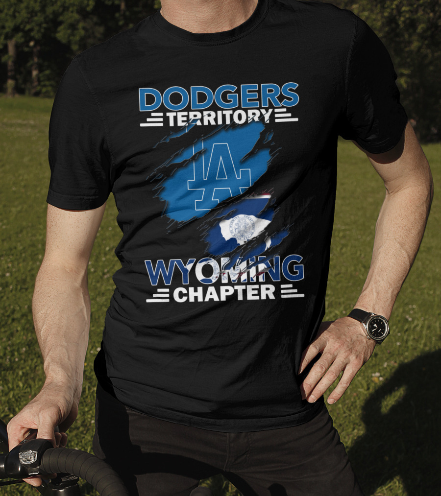 Dodgers Territory Wyoming Chapter LA Logo Buffalo Flag T-Shirt