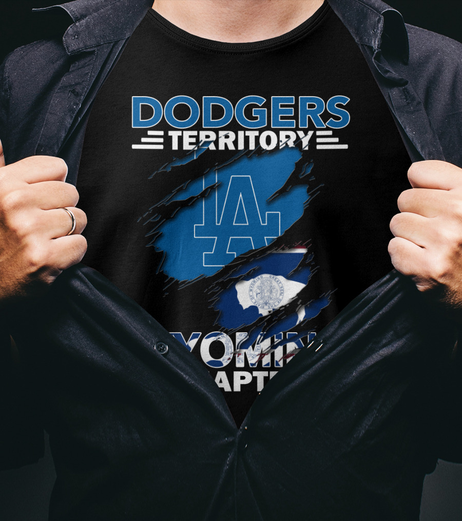 Dodgers Territory Wyoming Chapter LA Logo Buffalo Flag T-Shirt