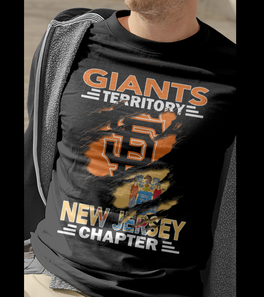 Giants Territory New Jersey Chapter San Francisco Logo And State Flag T-Shirt